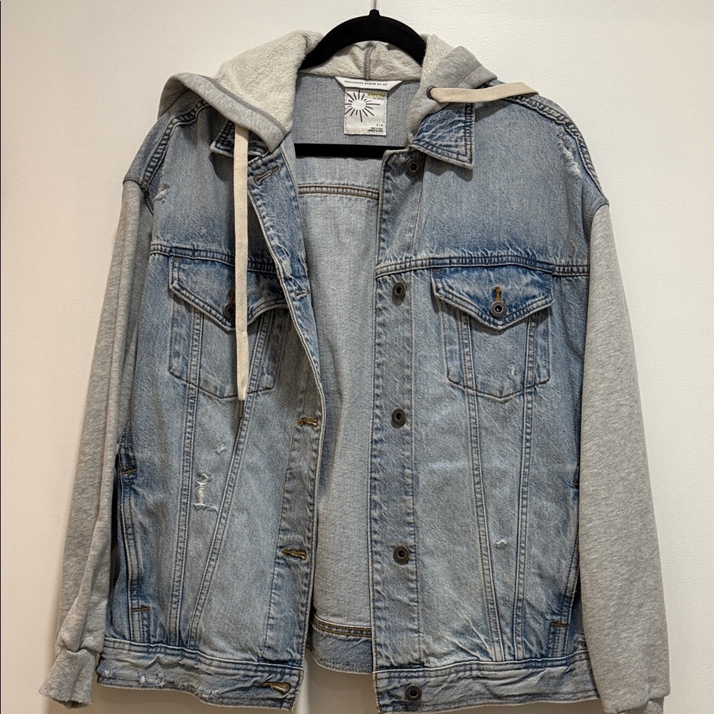 Offline Denim and Gray Hooded Jacket